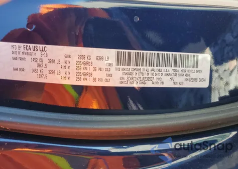 2018 Chrysler Pacifica Hybrid Limited z USA, uszkodzony, nr VIN 2C4RC1N72JR236537